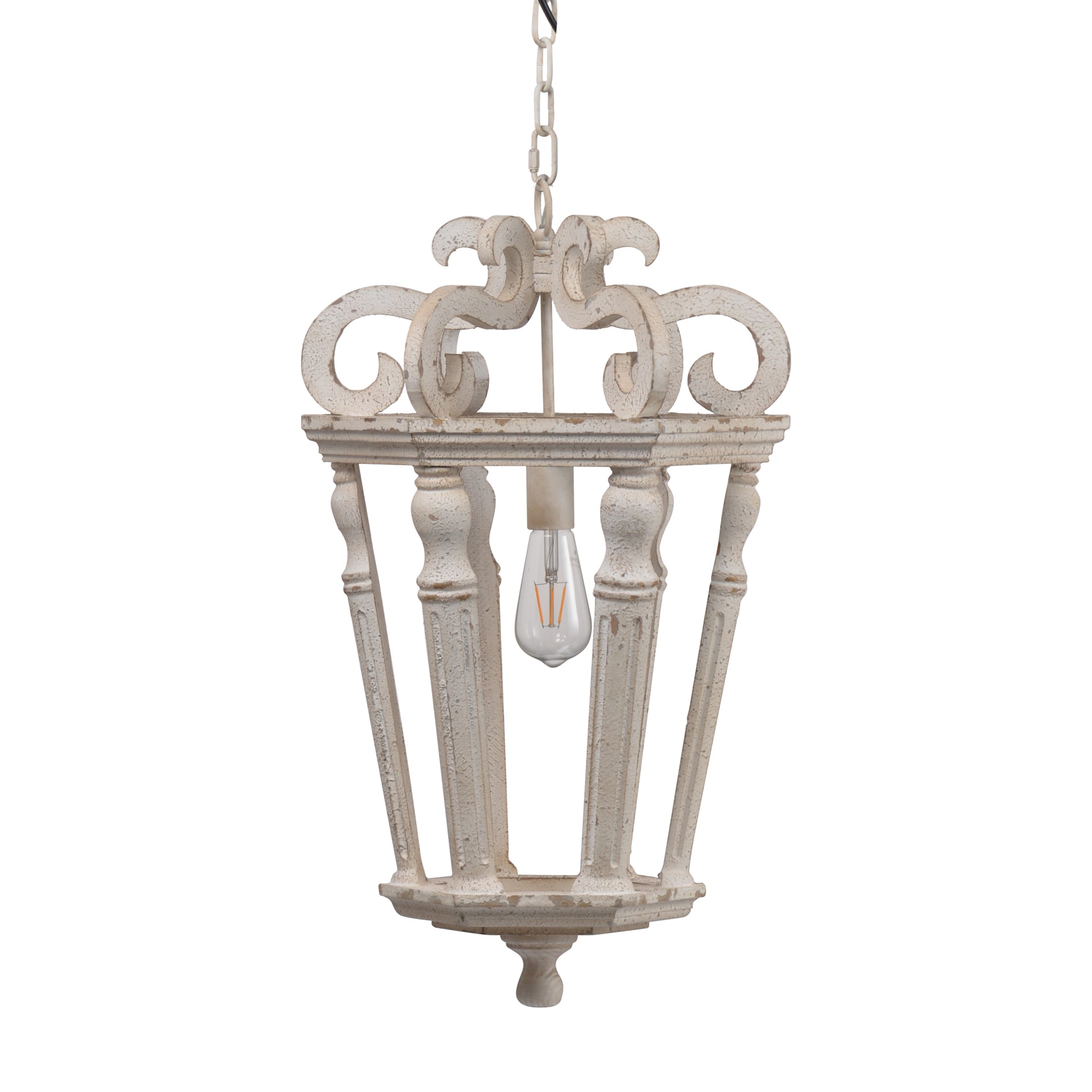 Wood Chandelier, Hanging Light Fixture with Adjustable cream white-wood