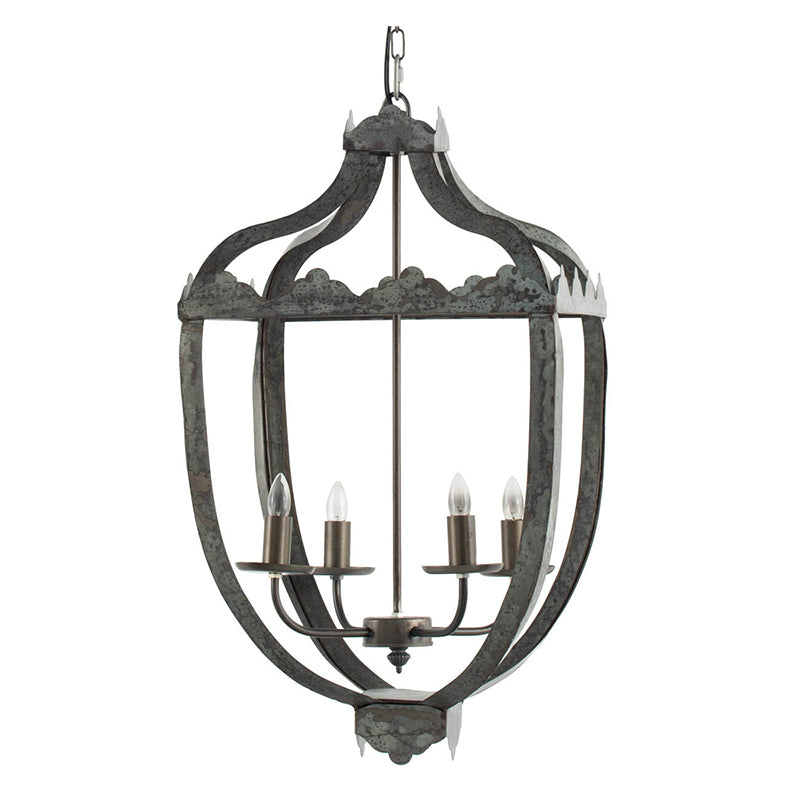 4 Light Metal Chandelier, Hanging Light Fixture with gray-iron