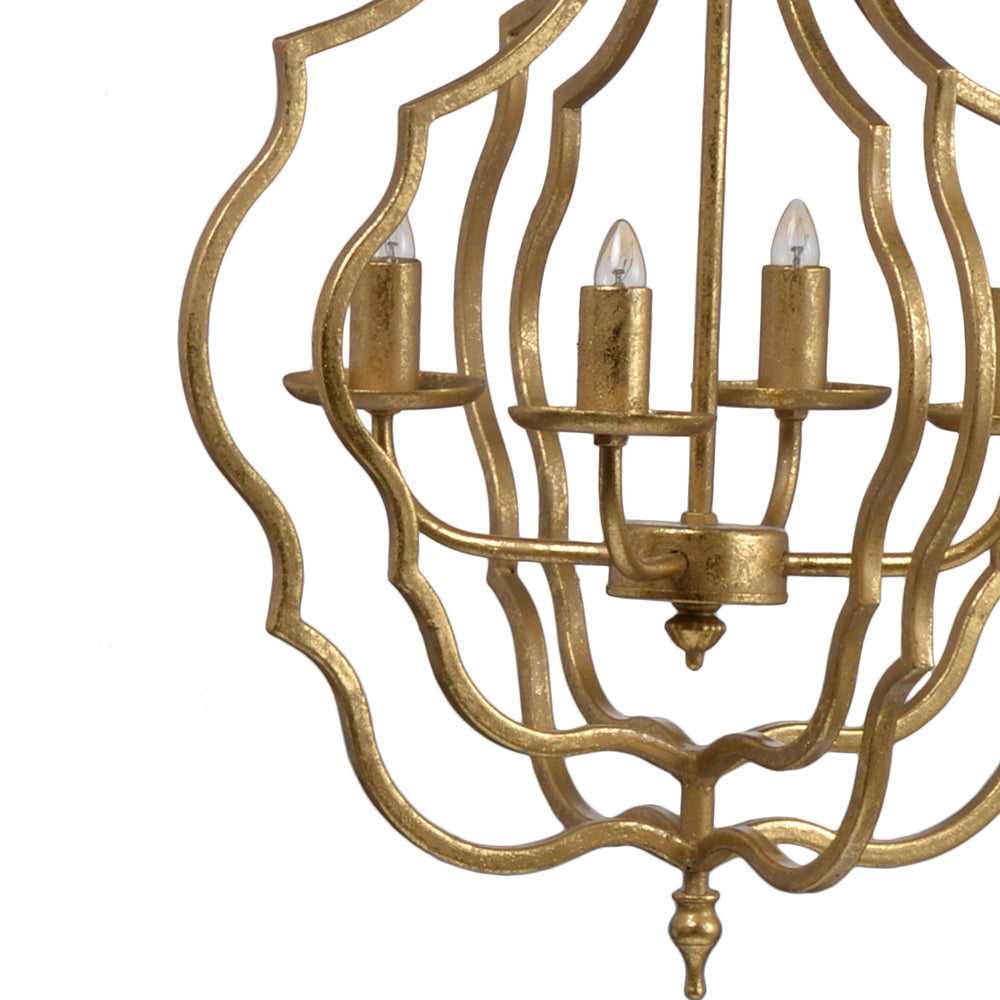 4 Light Metal Chandelier, Hanging Light Fixture with gold-iron