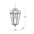 Wood Chandelier, Hanging Light Fixture with Adjustable cream white-wood