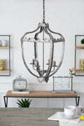 4 Light Metal Chandelier, Hanging Light Fixture with gray-iron