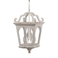 4 Light Wood Chandelier, Hanging Light Fixture with cream white-wood