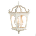 4 Light Wood Chandelier, Hanging Light Fixture with cream white-wood