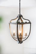 4 Light Metal Chandelier, Hanging Light Fixture with gray-iron