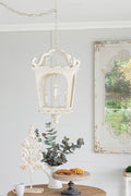 4 Light Wood Chandelier, Hanging Light Fixture with cream white-wood