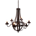 6 Light Metal Chandelier, Hanging Light Fixture with black-iron