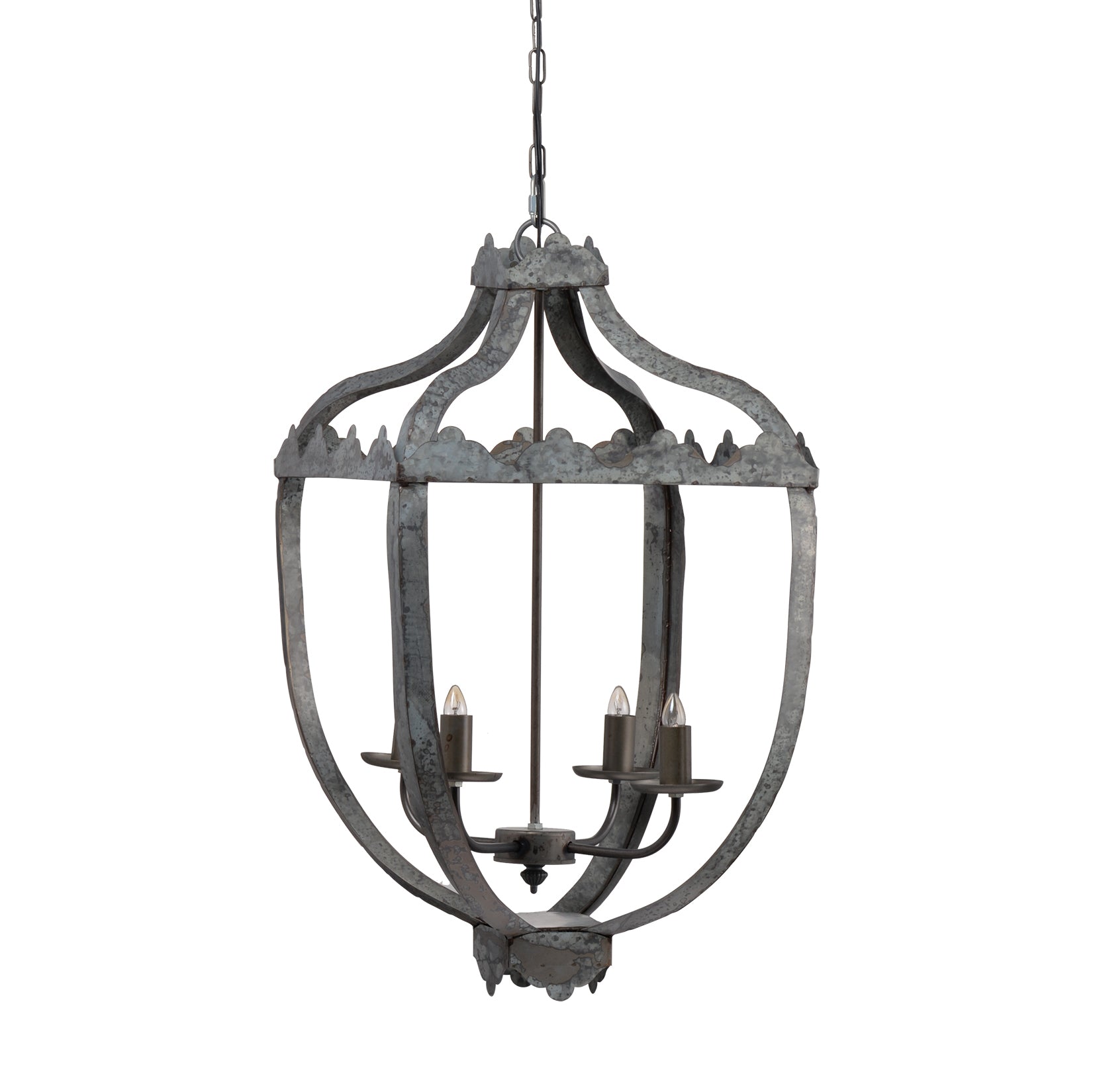 4 Light Metal Chandelier, Hanging Light Fixture with gray-iron