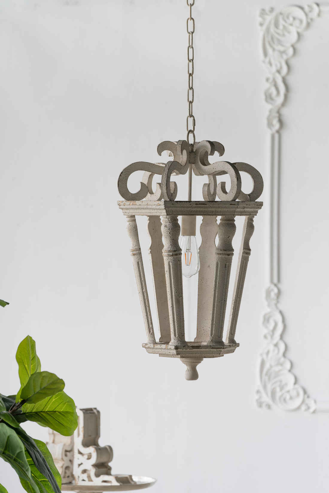 Wood Chandelier, Hanging Light Fixture with Adjustable cream white-wood