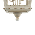 4 Light Wood Chandelier, Hanging Light Fixture with cream white-wood