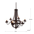 6 Light Metal Chandelier, Hanging Light Fixture with black-iron