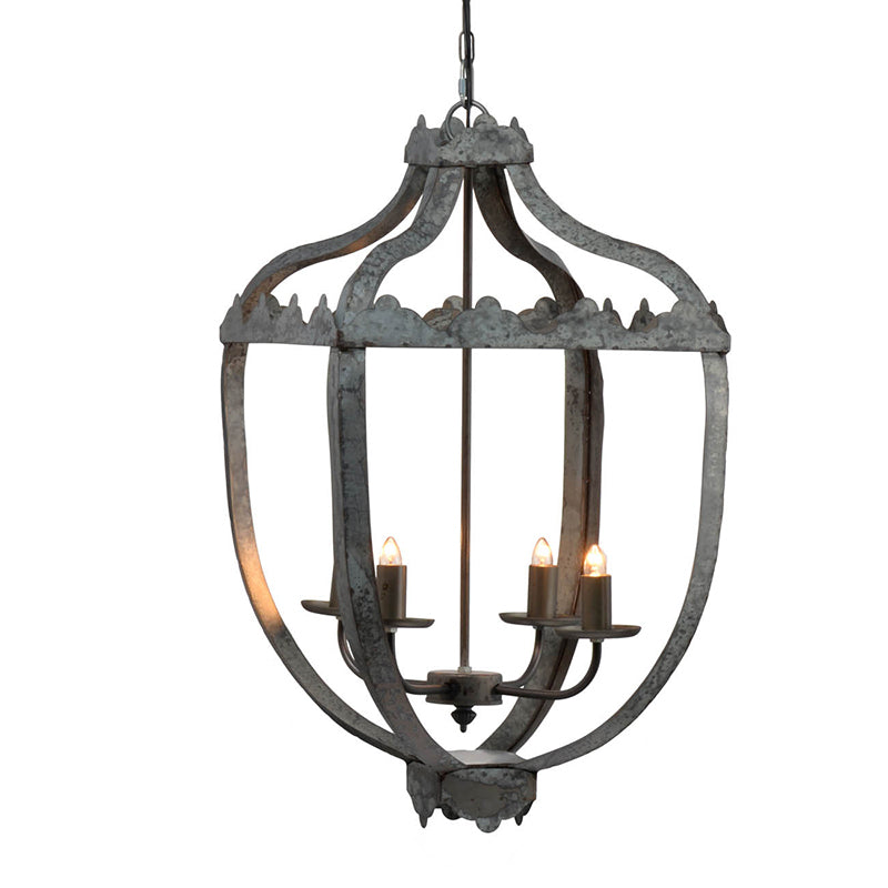 4 Light Metal Chandelier, Hanging Light Fixture with gray-iron