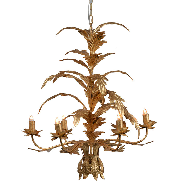 6 Light 30" Metal Chandelier, Hanging Light Fixture gold-iron