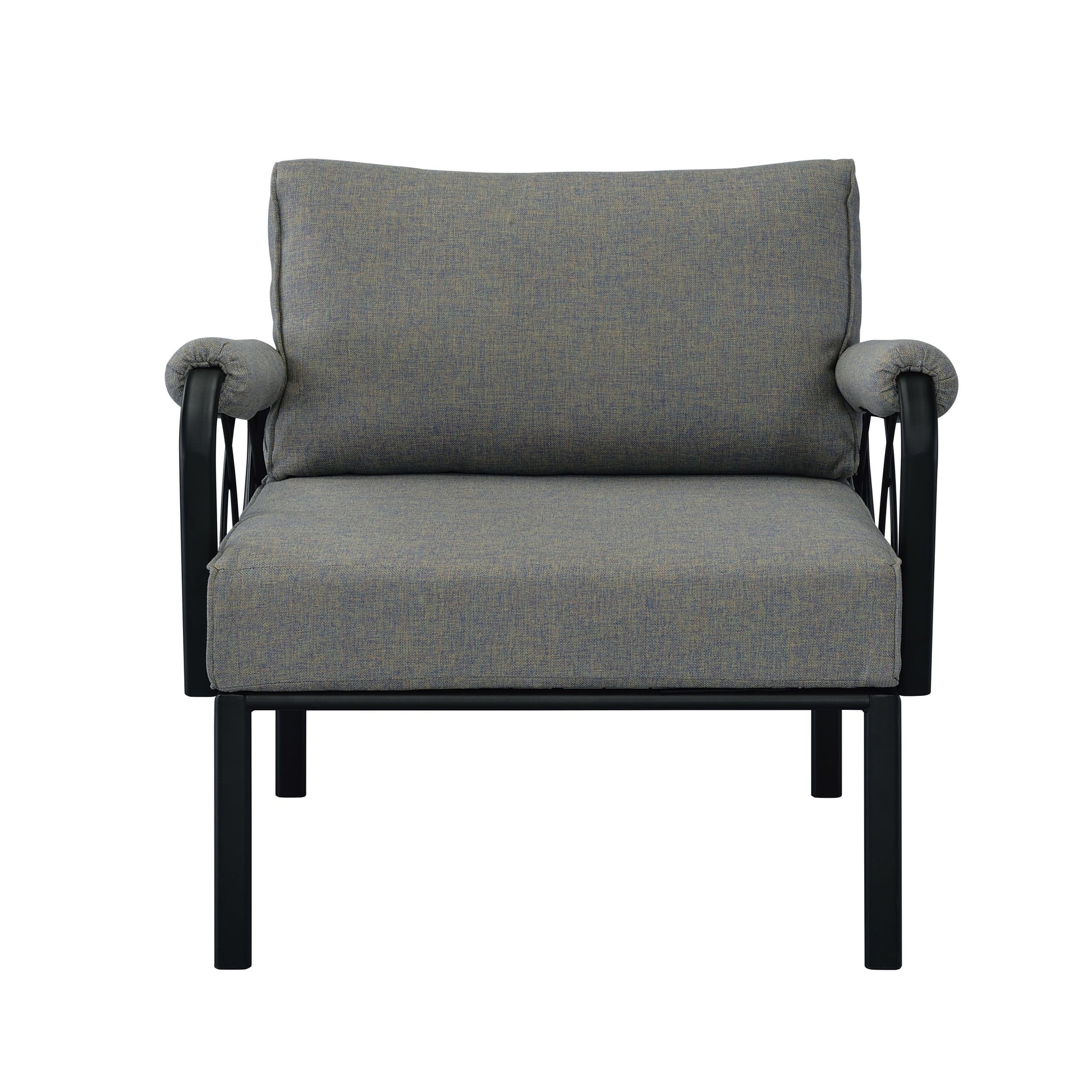 ACME Rajni Patio Arm Chair, Gray Fabric & Black Finish gray-fabric