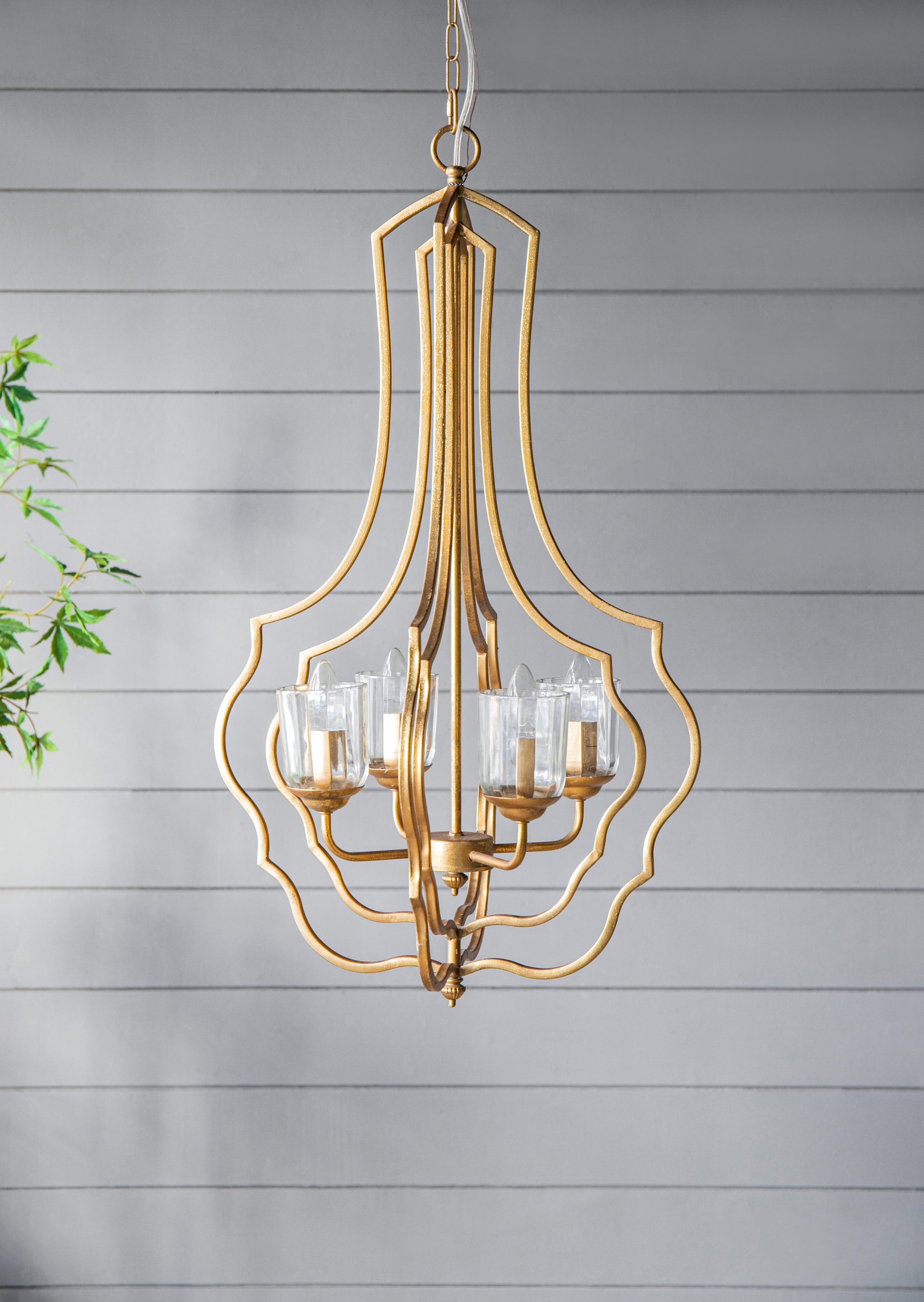 4 Light Metal Chandelier, Hanging Light Fixture with gold-iron