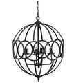 4 Light Metal Chandelier, Hanging Light Fixture with black-iron