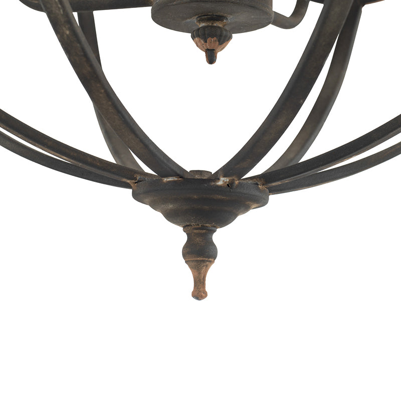 4 Light Metal Chandelier, Hanging Light Fixture with black-iron