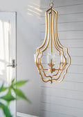 4 Light Metal Chandelier, Hanging Light Fixture with gold-iron