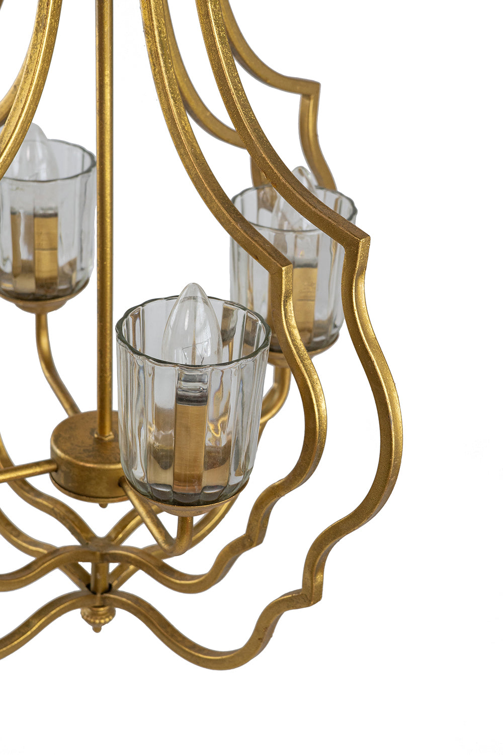 4 Light Metal Chandelier, Hanging Light Fixture with gold-iron