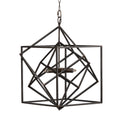 3 Light Metal Chandelier, Hanging Light Fixture with black-iron