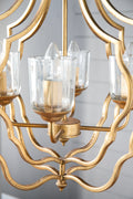 4 Light Metal Chandelier, Hanging Light Fixture with gold-iron