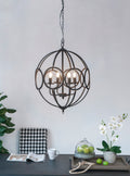 4 Light Metal Chandelier, Hanging Light Fixture with black-iron