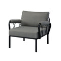 ACME Rajni Patio Arm Chair, Gray Fabric & Black Finish gray-fabric