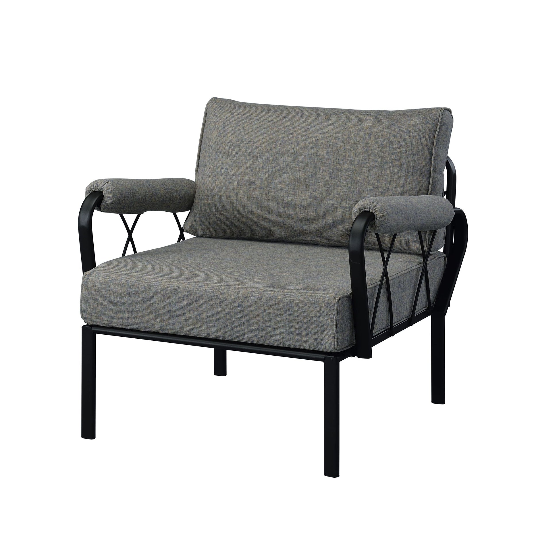 ACME Rajni Patio Arm Chair, Gray Fabric & Black Finish gray-fabric