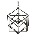 3 Light Metal Chandelier, Hanging Light Fixture with black-iron