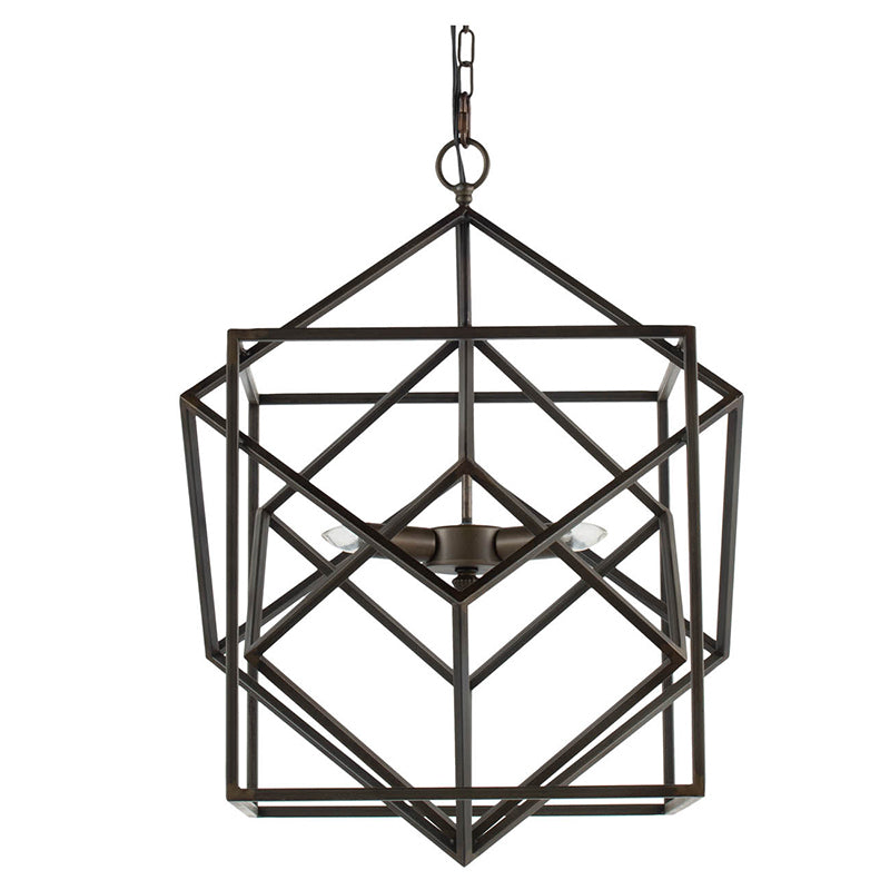 3 Light Metal Chandelier, Hanging Light Fixture with black-iron