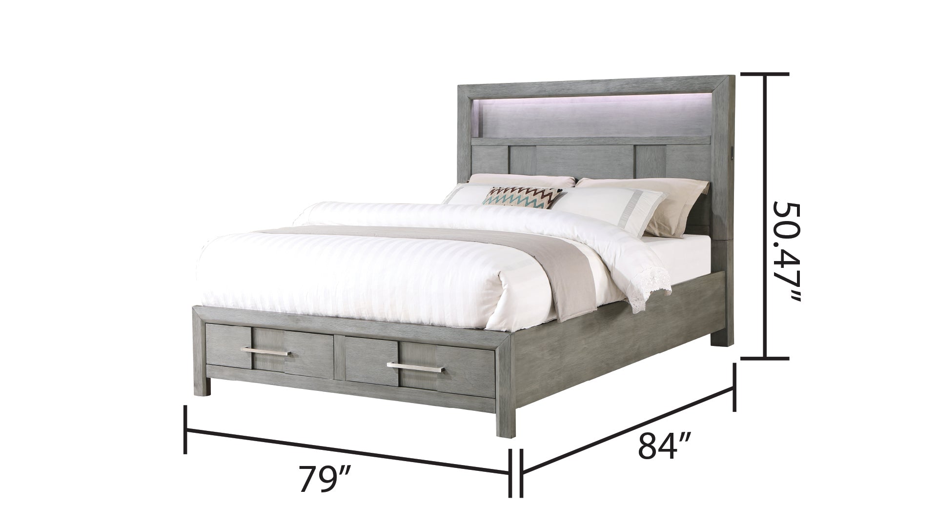 Kenzo Modern Style King 5PC Storage Bedroom Set Made box spring not required-king-gray-wood-5 piece