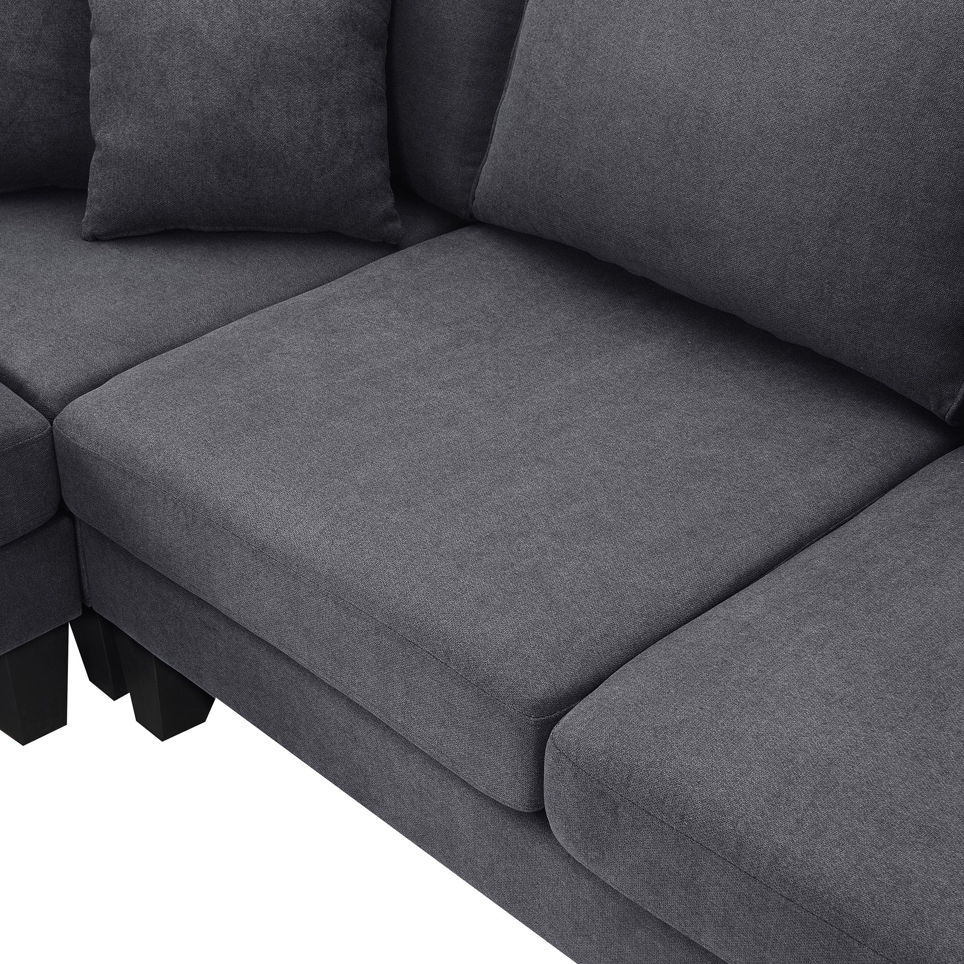 90*88" Terrycloth Modern Sectional Sofa,5 Seat grey-fabric