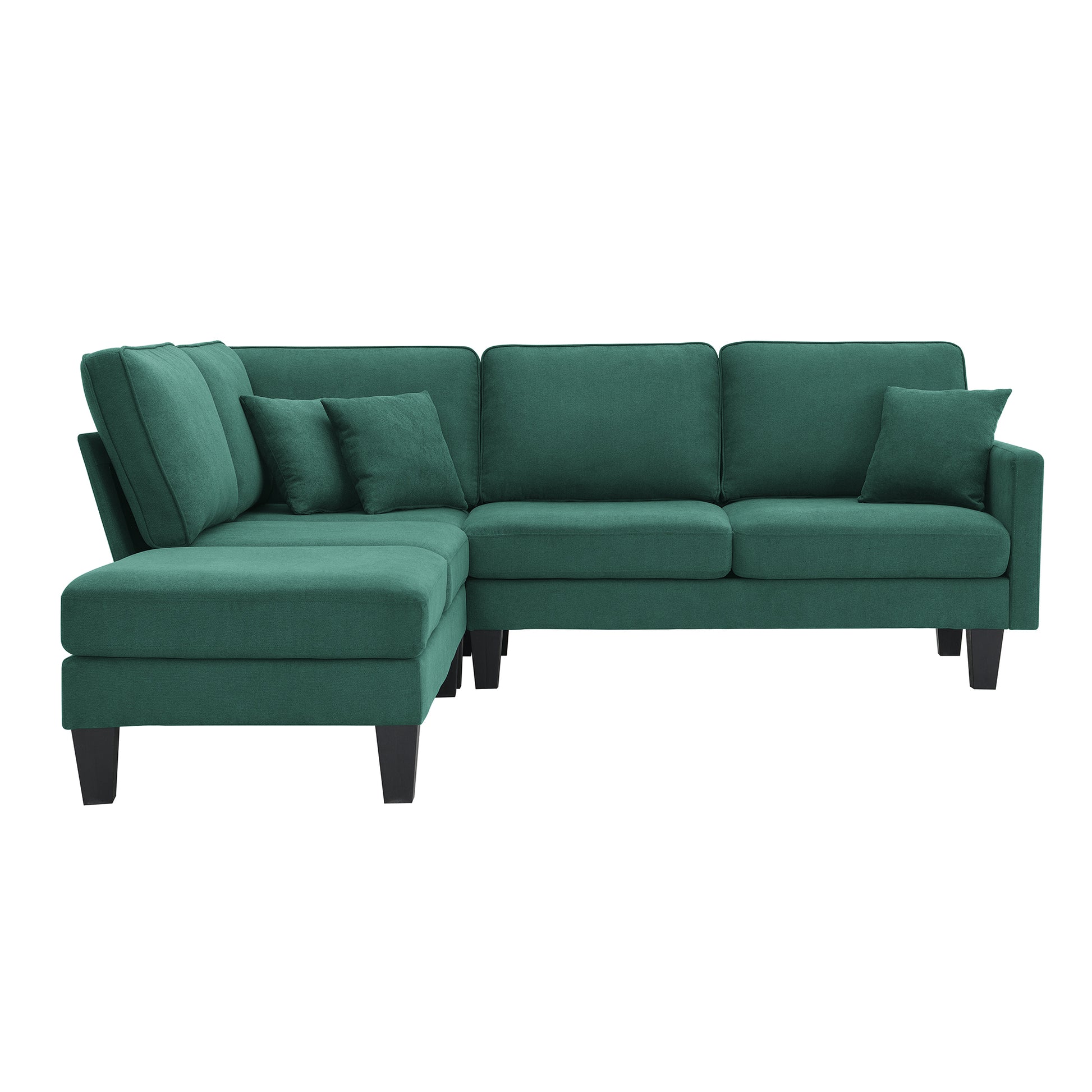 90*88" Terrycloth Modern Sectional Sofa,5 Seat green-fabric