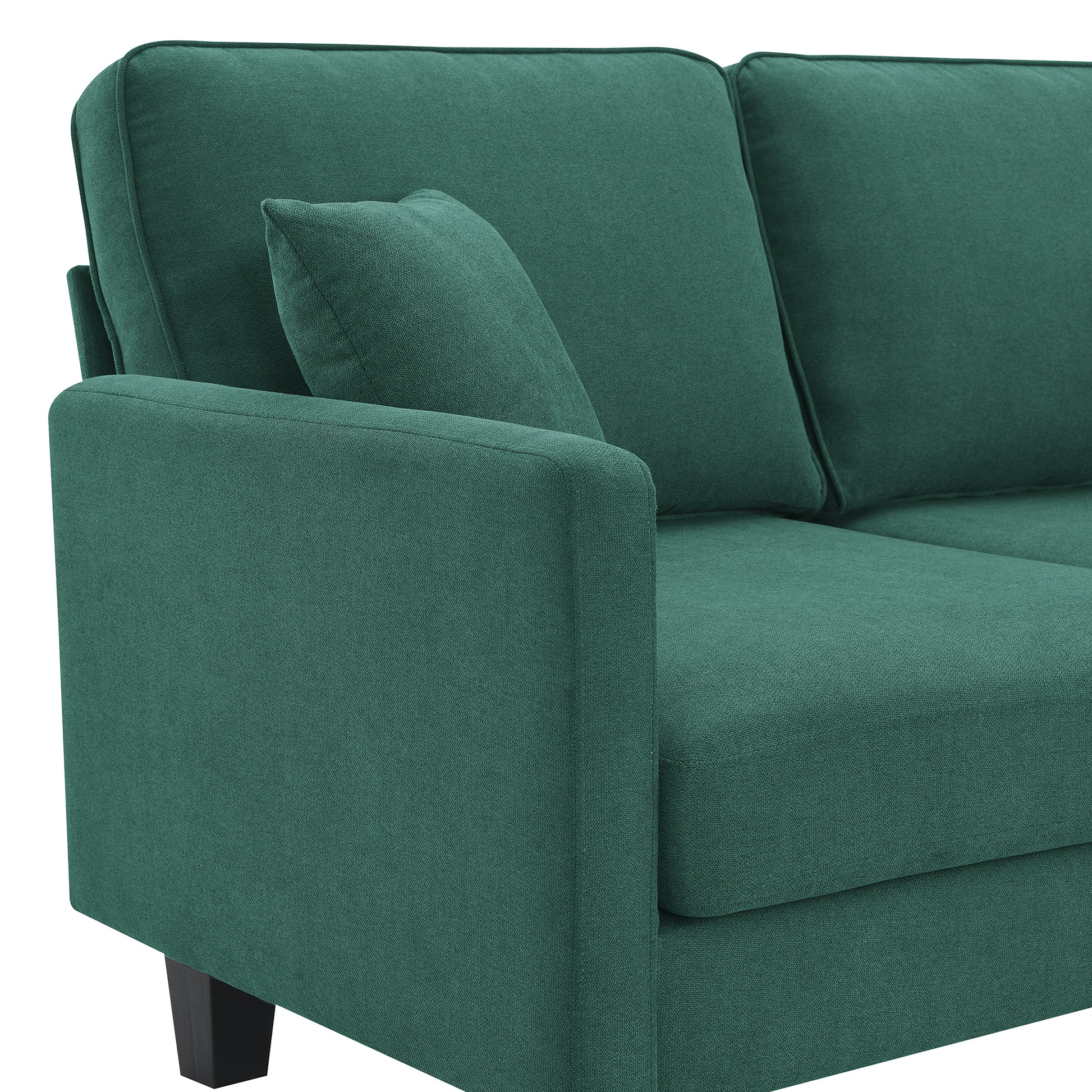 90*88" Terrycloth Modern Sectional Sofa,5 Seat green-fabric