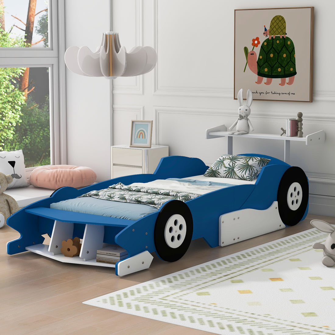 Twin Size Race Car Shaped Platform Bed With