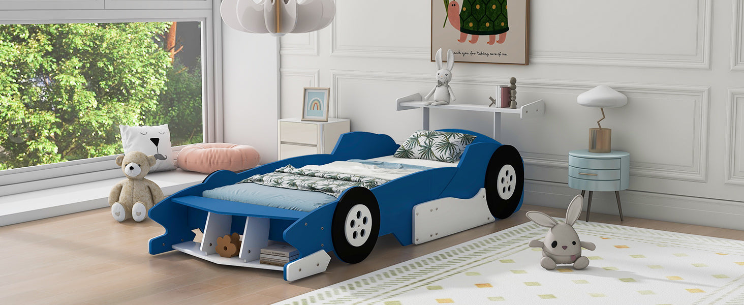 Twin Size Race Car Shaped Platform Bed With