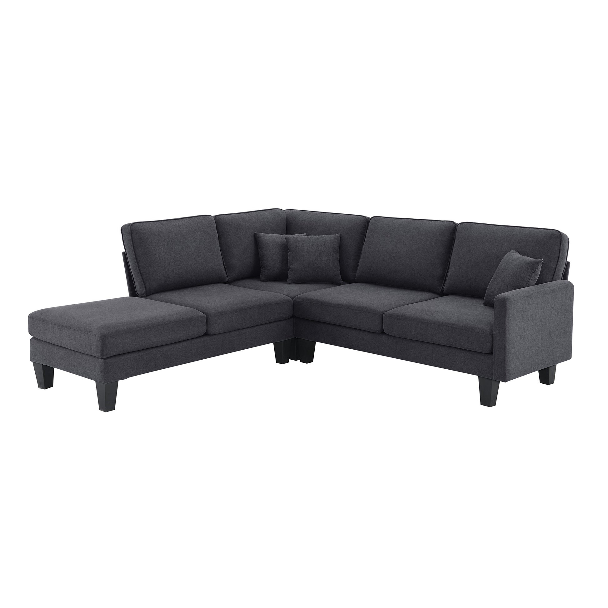 90*88" Terrycloth Modern Sectional Sofa,5 Seat grey-fabric