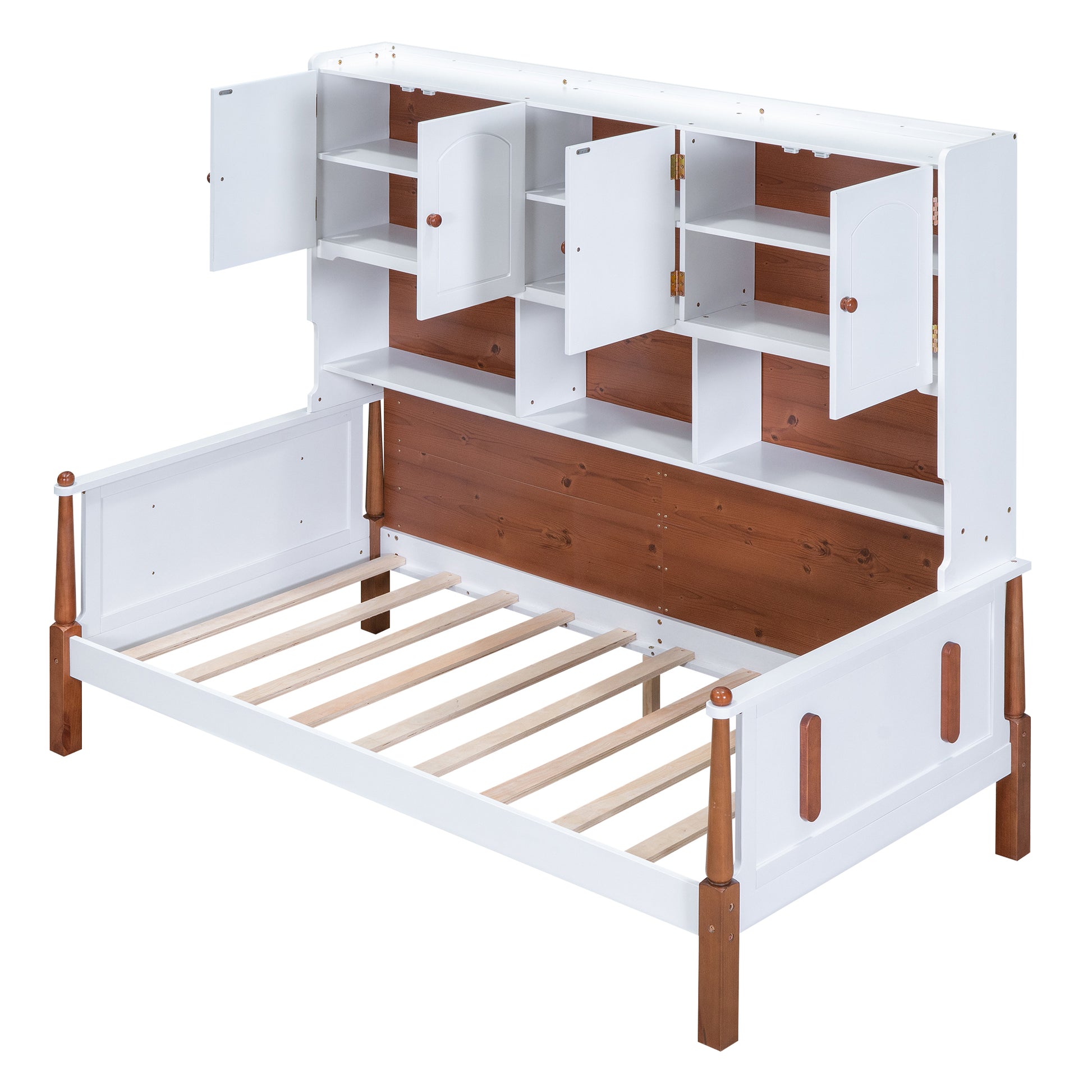 Twin Size Platform Bed With Multiple Storage,