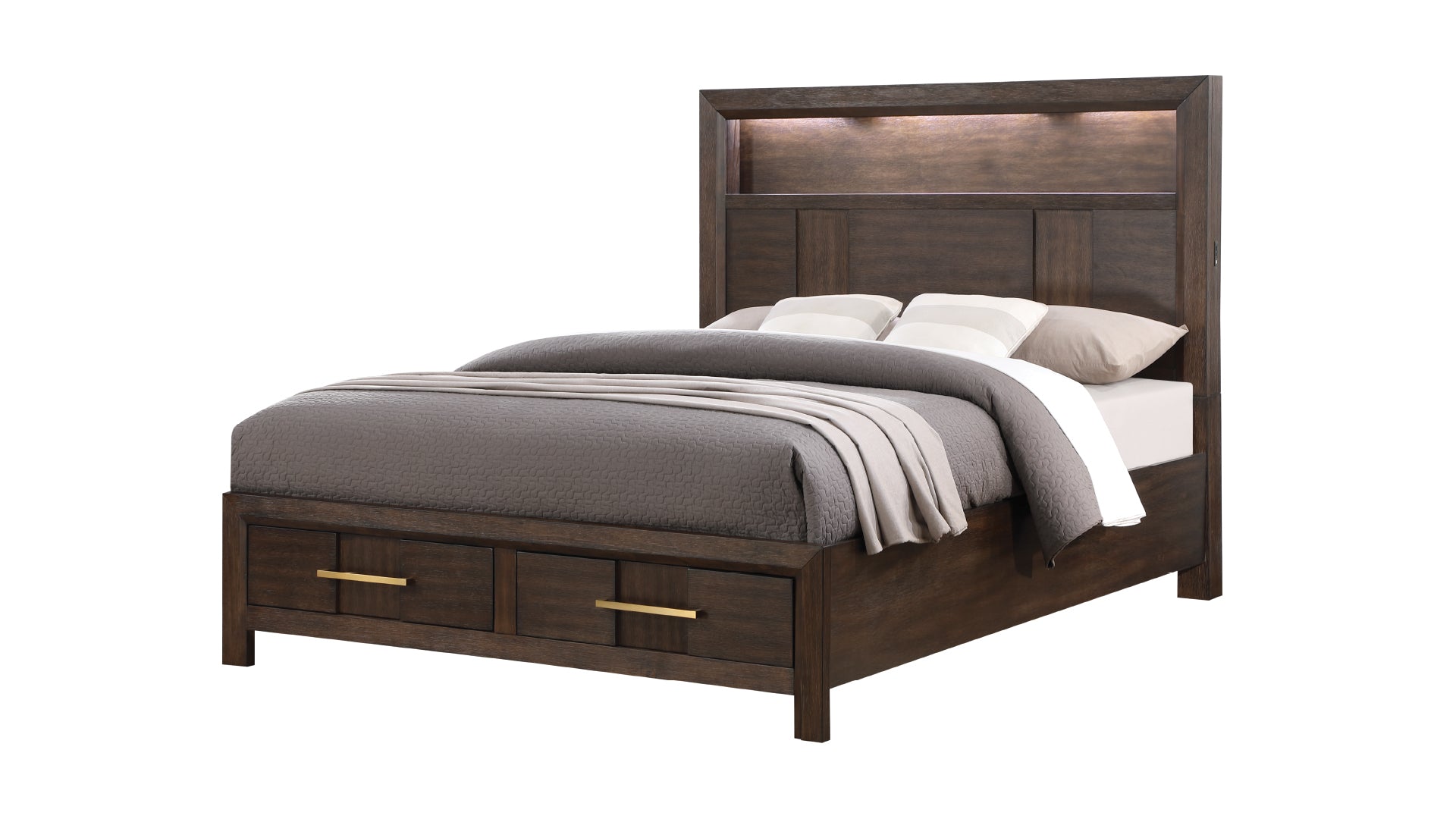 Kenzo Modern Style Full Bed Made with Wood & LED box spring not