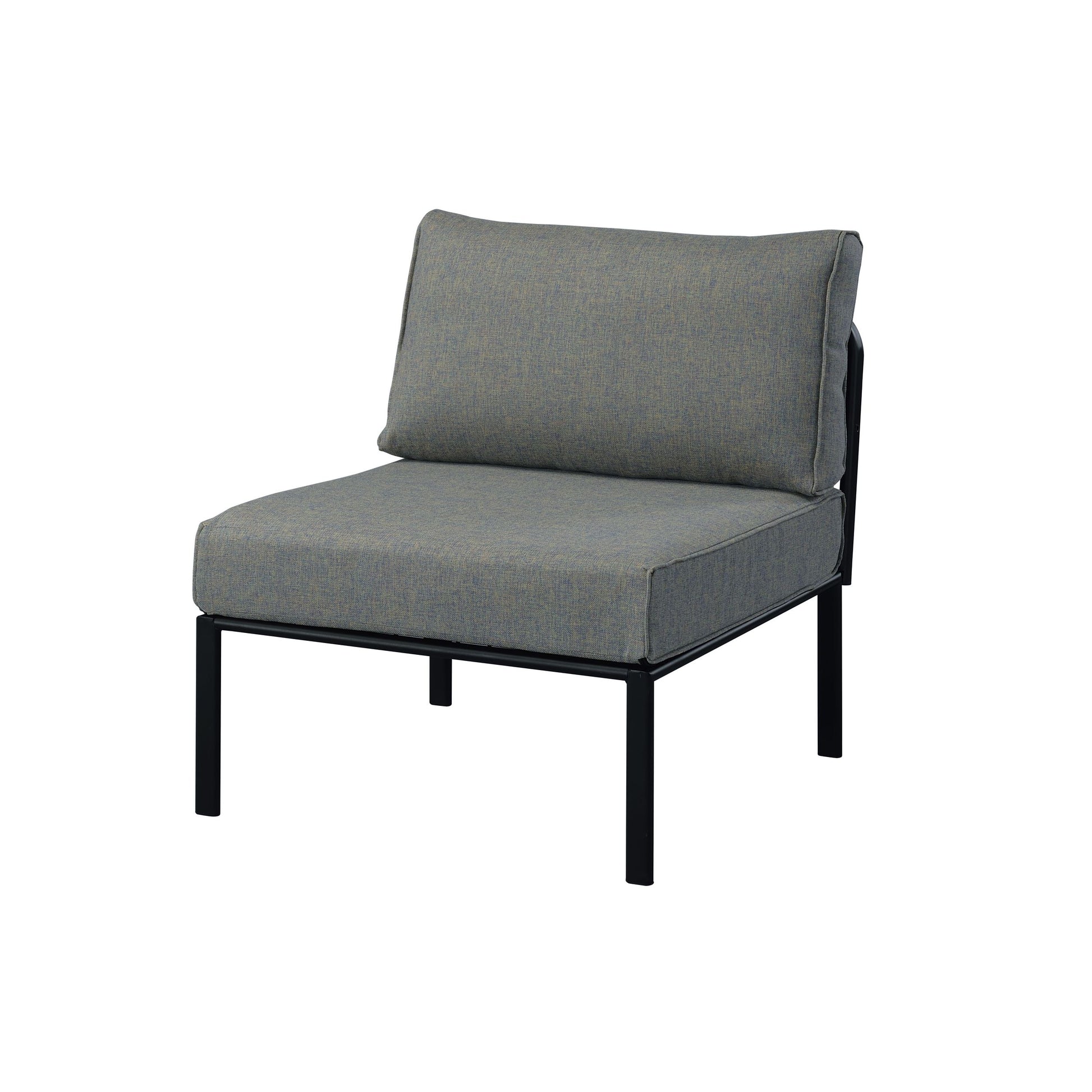 ACME Rajni Patio Armless Chair, Gray Fabric & Black gray-fabric