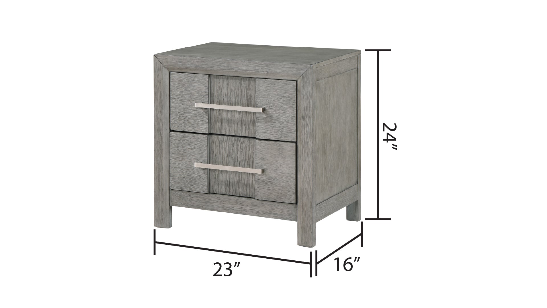 Kenzo Modern Style 2 Drawer Night stand with Silver gray-2 drawers-bedroom-bedside