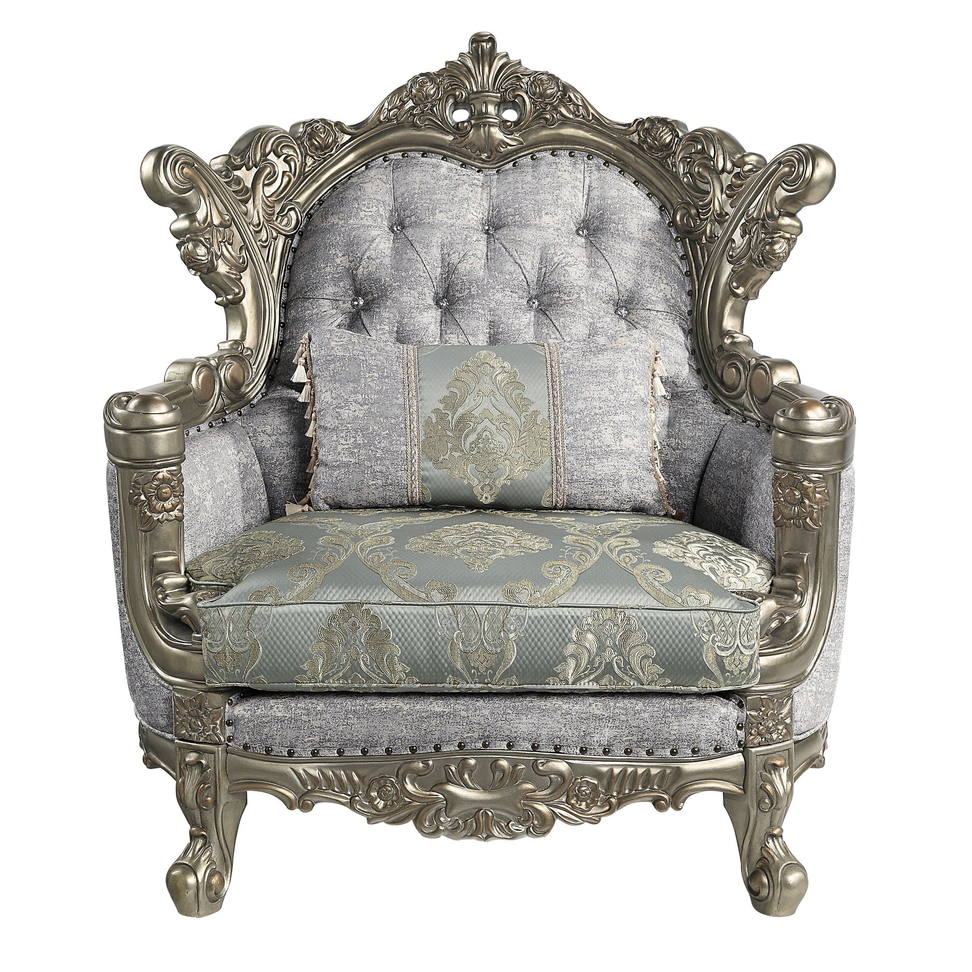 ACME Miliani Chair w Pillow, Fabric & Antique Bronze antique bronze-fabric