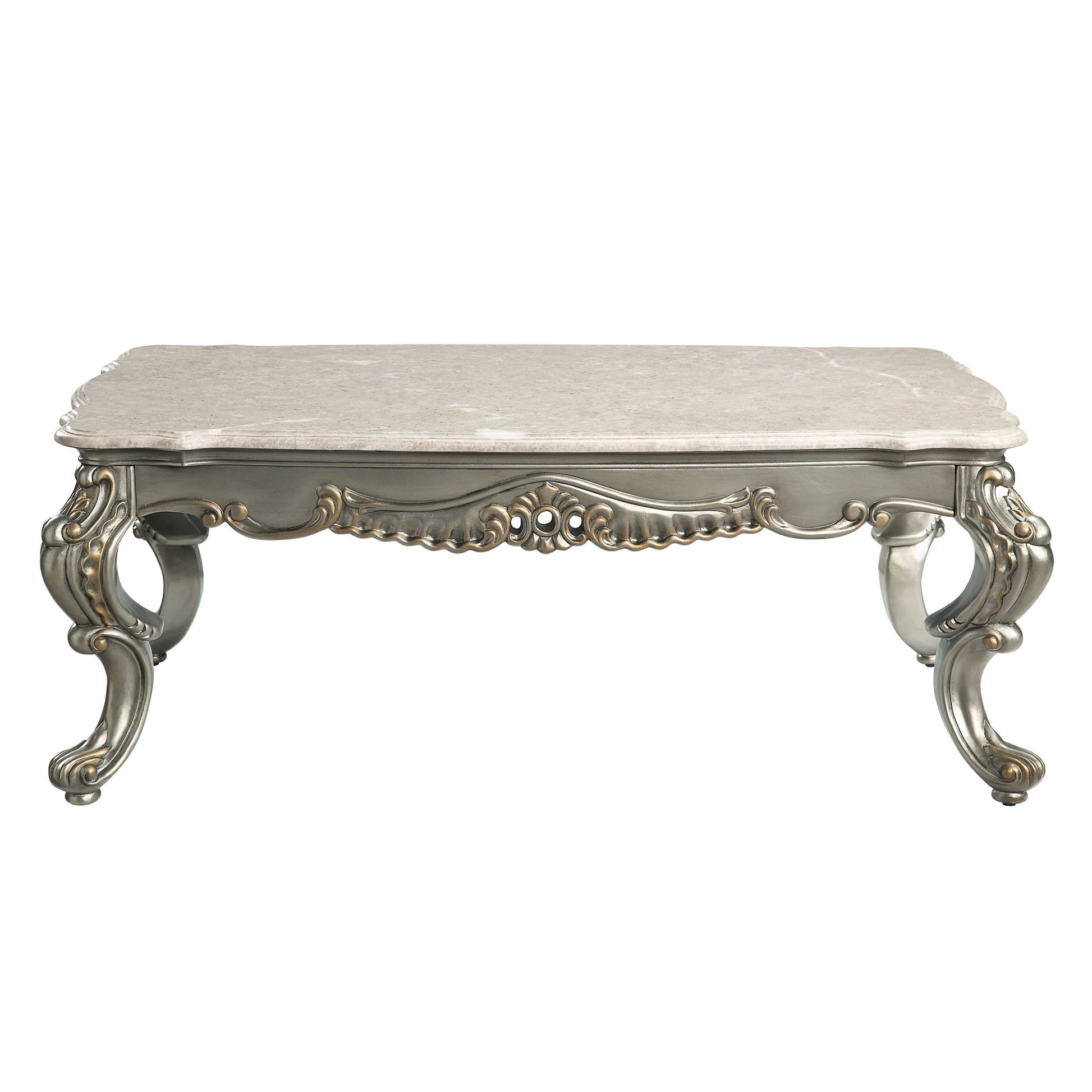 ACME Miliani Coffee Table , Natural Marble & Antique antique bronze-marble