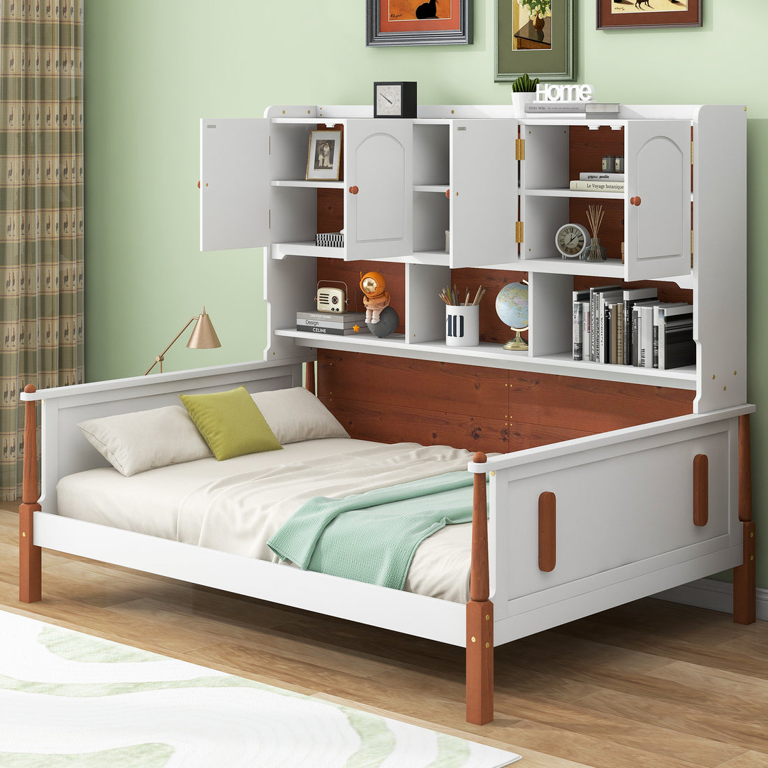 Twin Size Platform Bed With Multiple Storage,