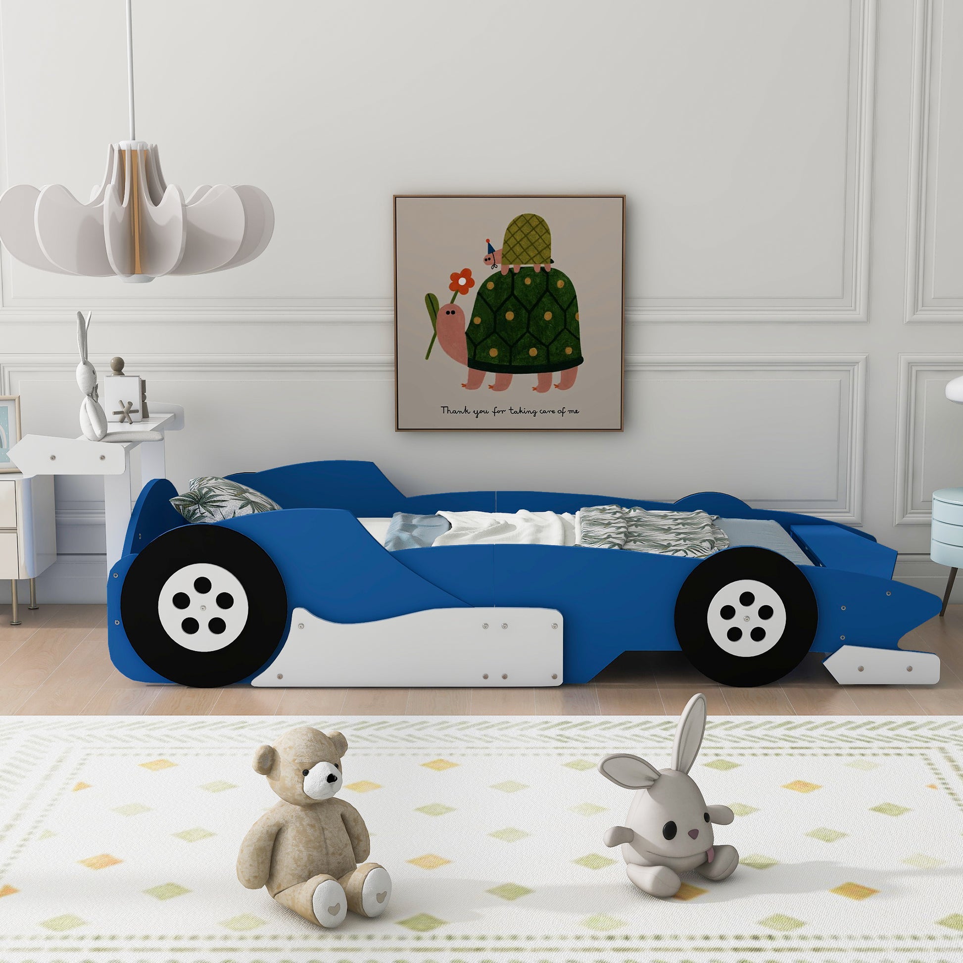 Twin Size Race Car Shaped Platform Bed With