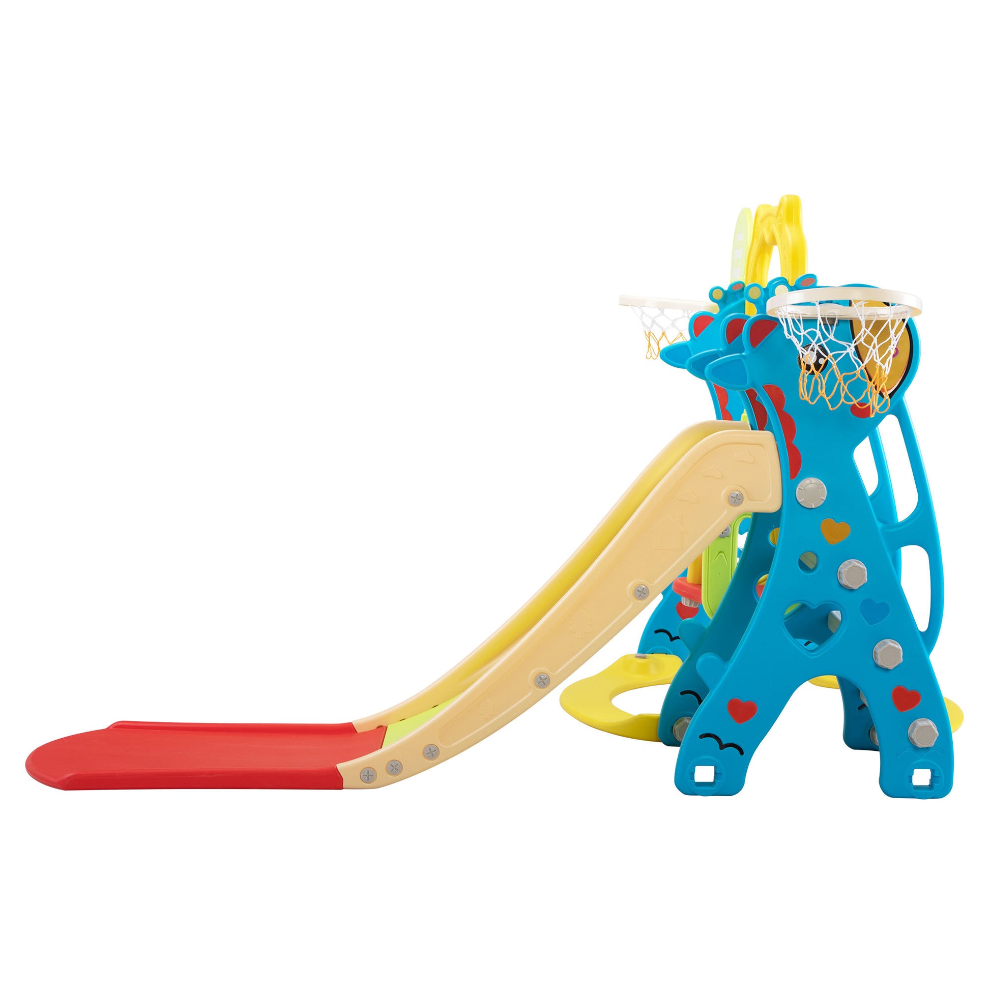 5 in 1 Slide and Swing Playing Set, Toddler Extra Long blue+yellow-hdpe