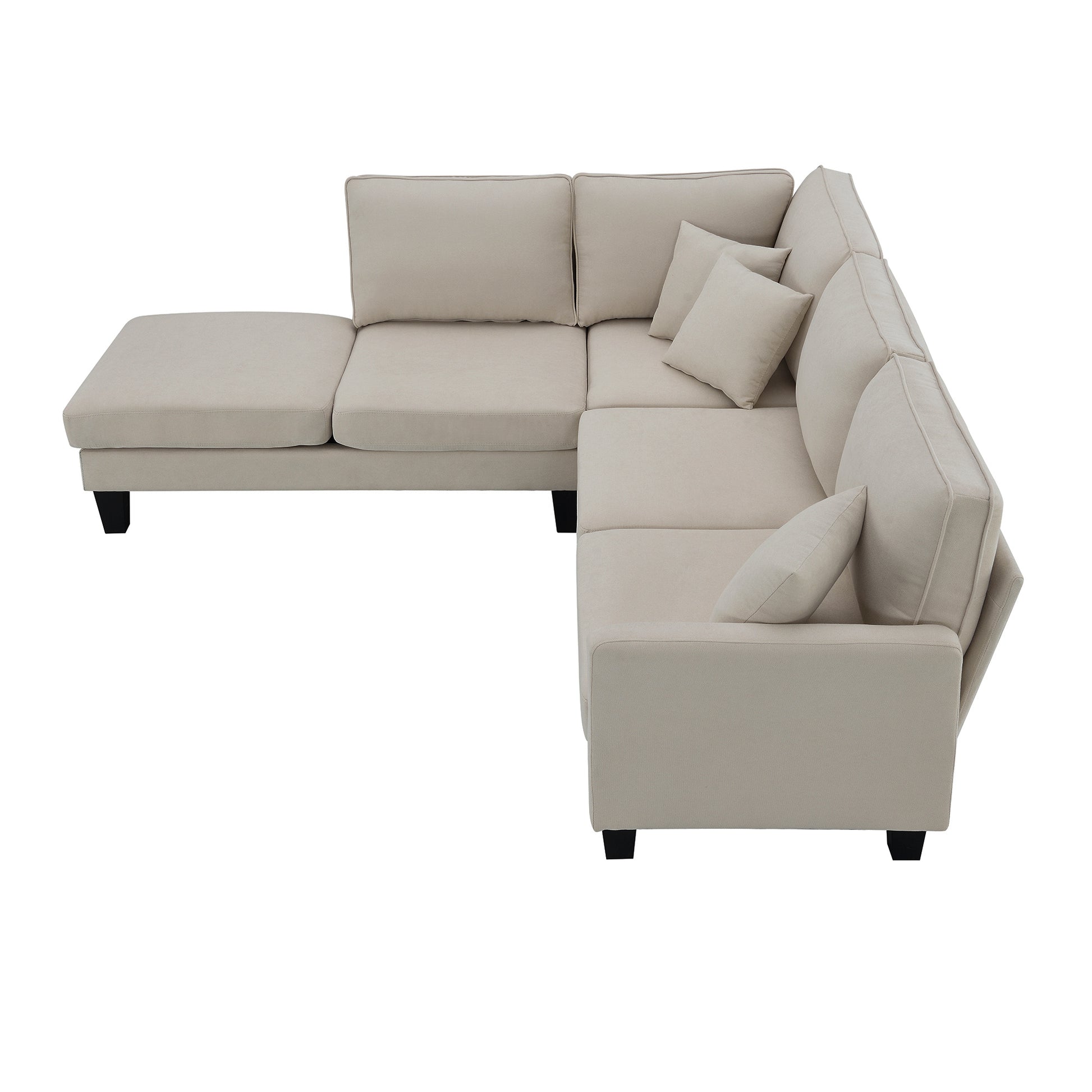 90*88" Terrycloth Modern Sectional Sofa,5 Seat beige-fabric