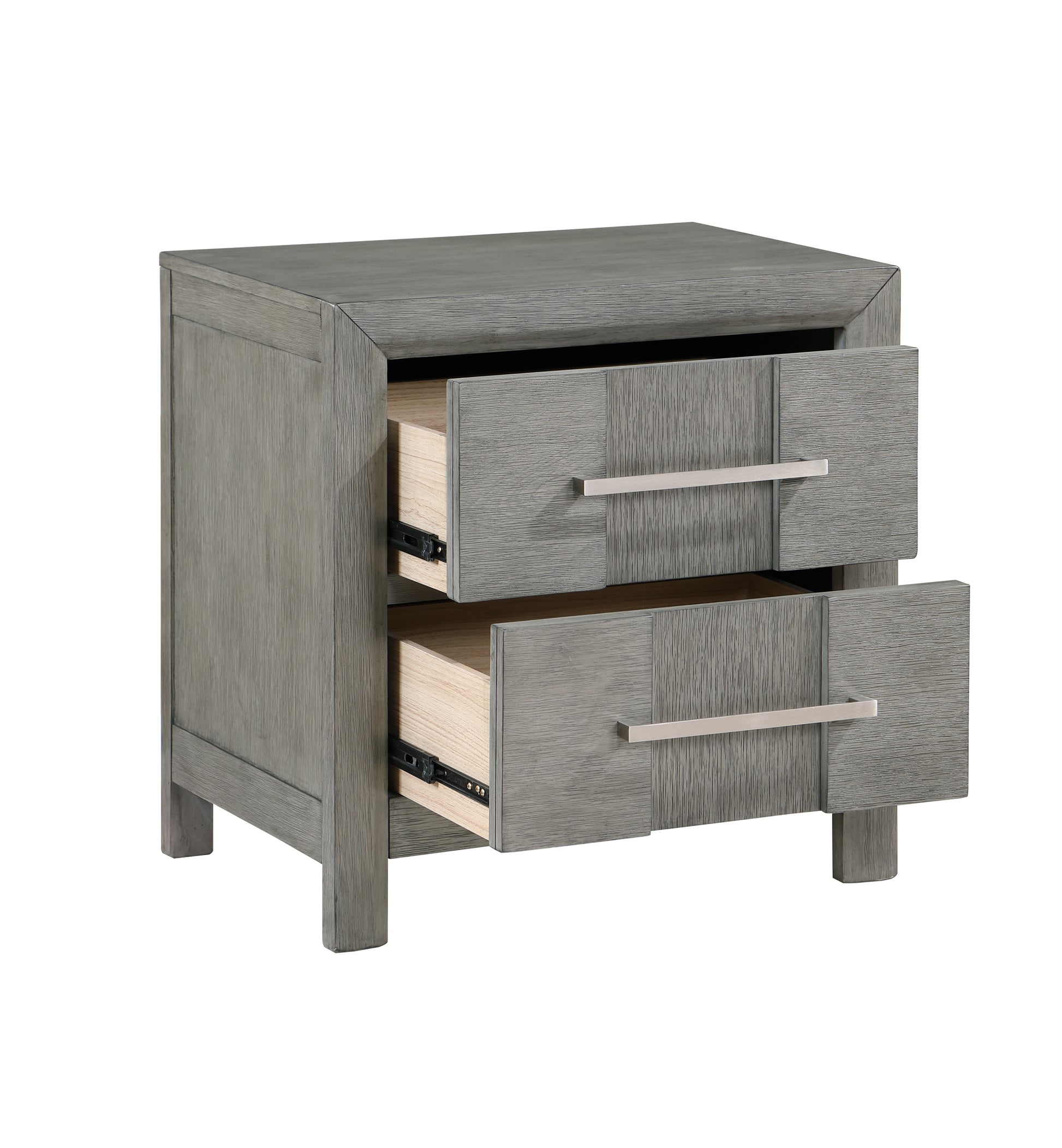 Kenzo Modern Style 2 Drawer Night stand with Silver gray-2 drawers-bedroom-bedside