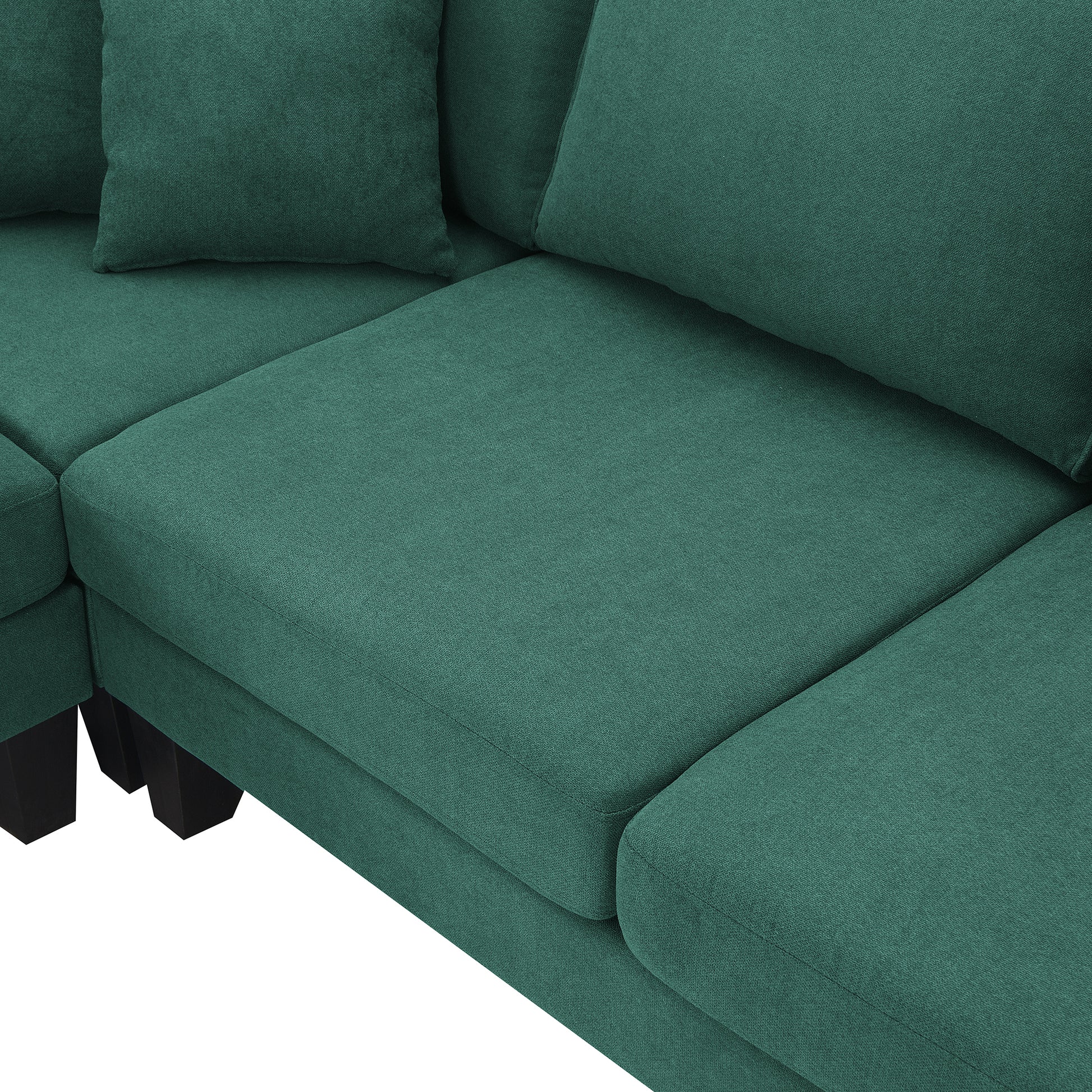 90*88" Terrycloth Modern Sectional Sofa,5 Seat green-fabric