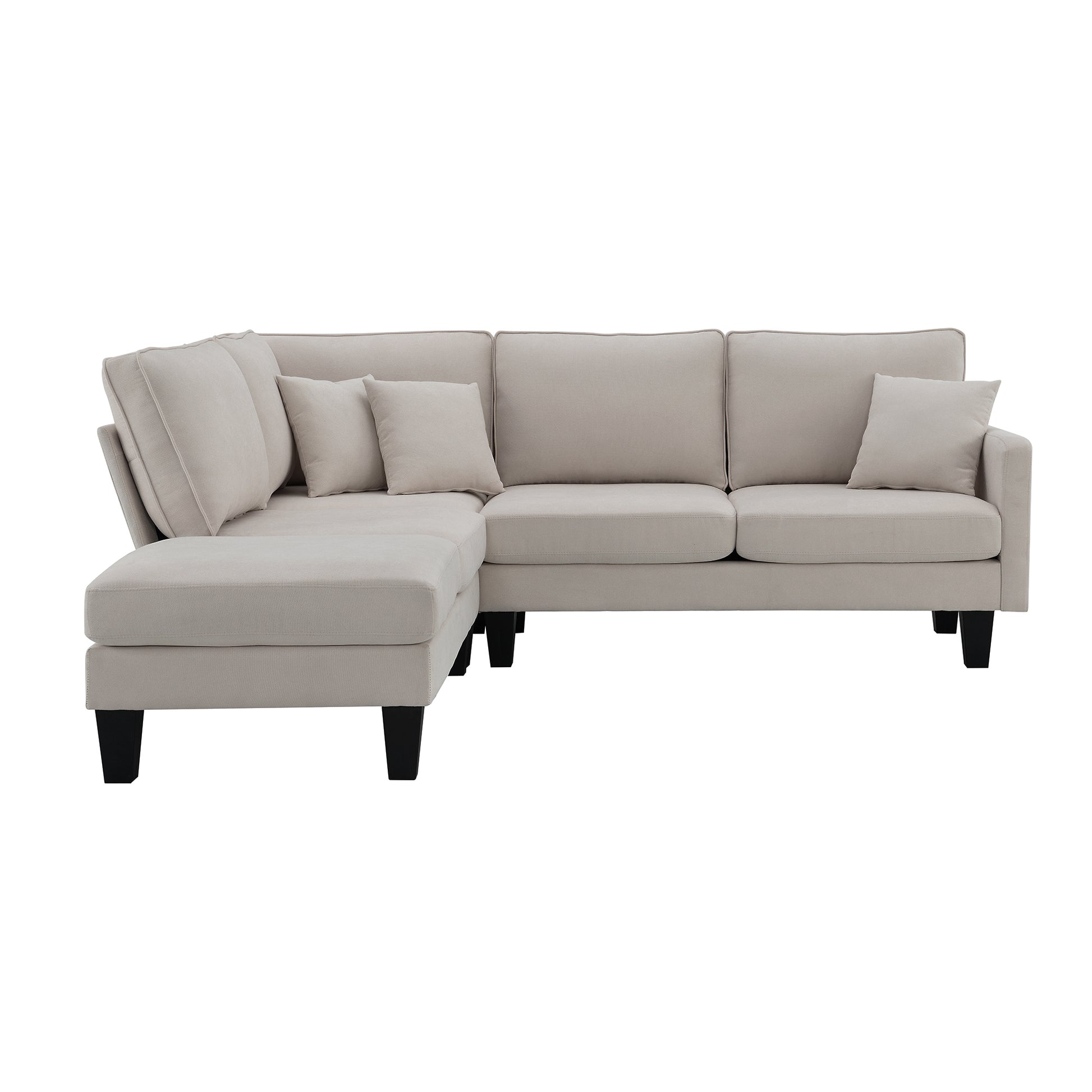 90*88" Terrycloth Modern Sectional Sofa,5 Seat beige-fabric