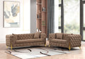 Contempo 2Pc Modern Buckle Fabric Living Room Set Made brown-wood-primary living space-contemporary-faux